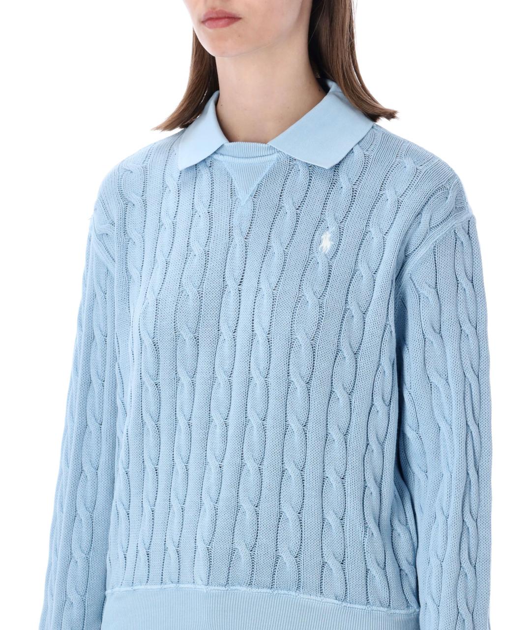 POLO RALPH LAUREN Голубой хлопковый джемпер / свитер, фото 3