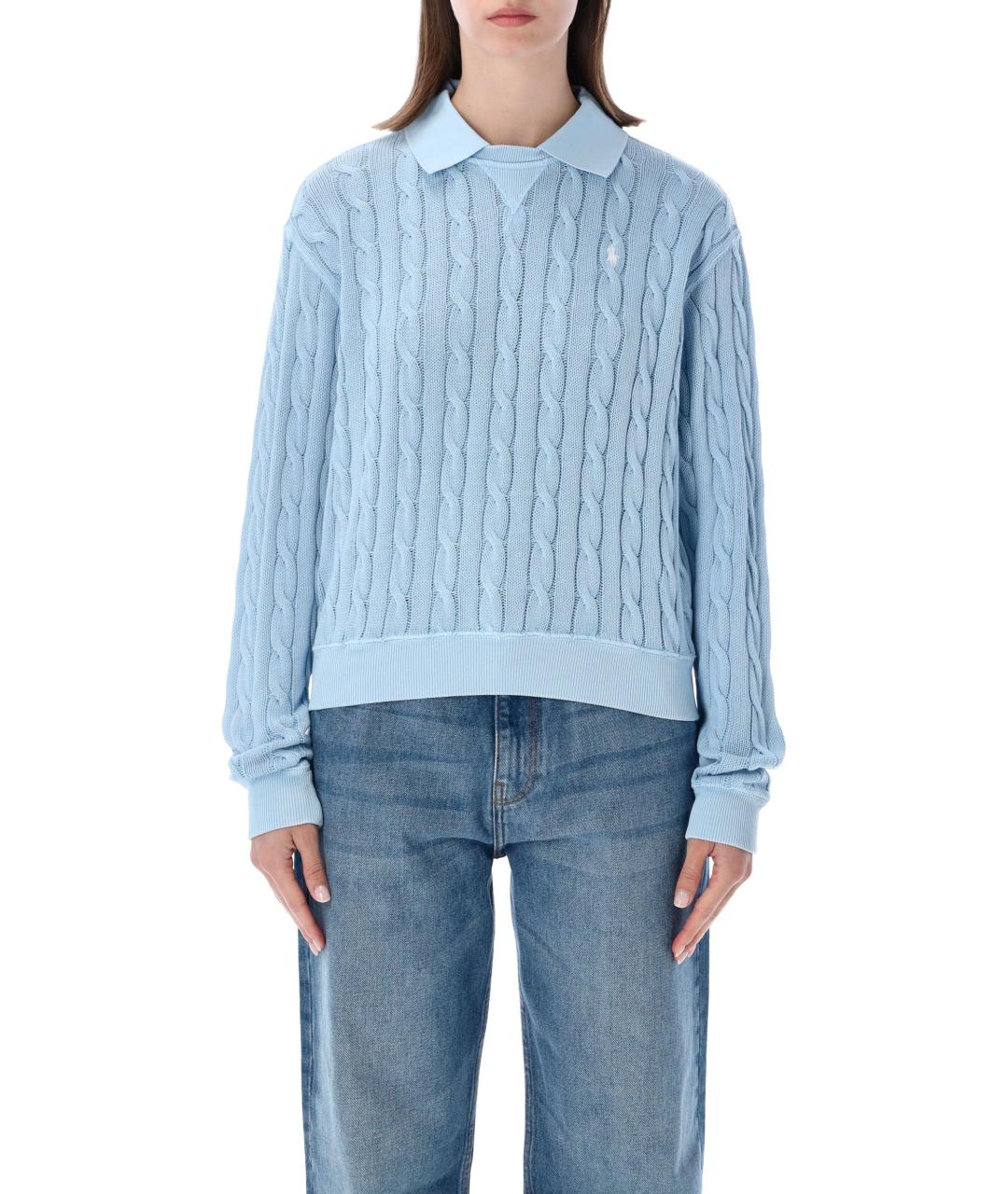 POLO RALPH LAUREN Голубой хлопковый джемпер / свитер, фото 1