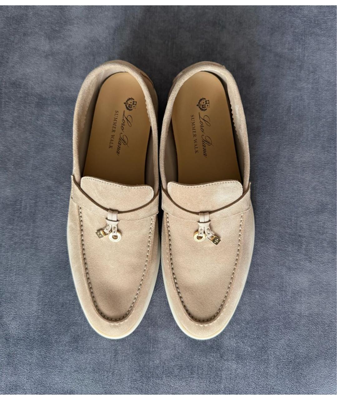 LORO PIANA Бежевые замшевые лоферы, фото 2