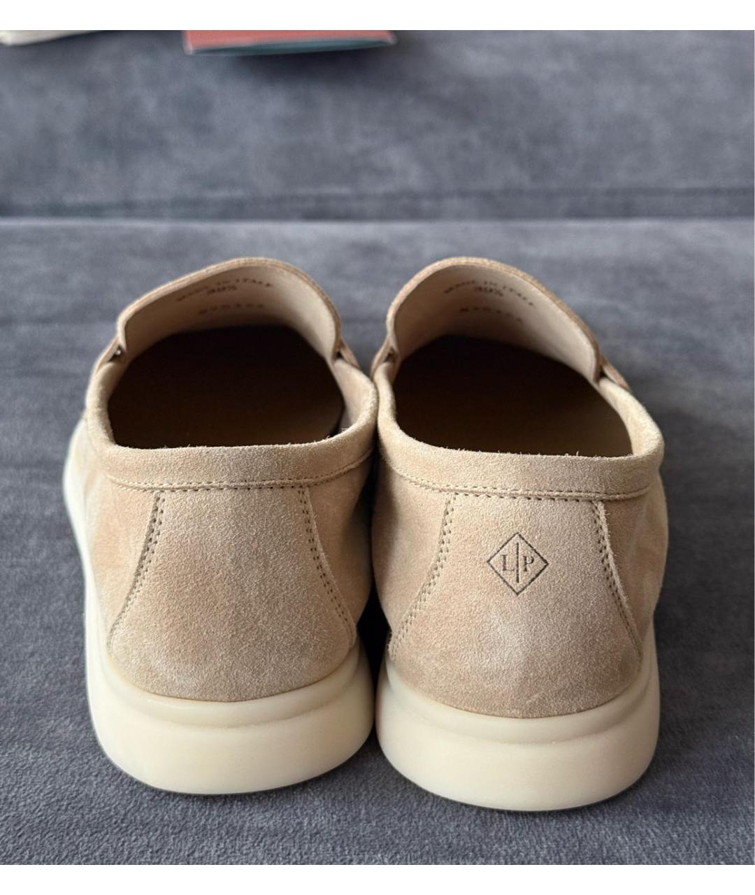 LORO PIANA Бежевые замшевые лоферы, фото 4