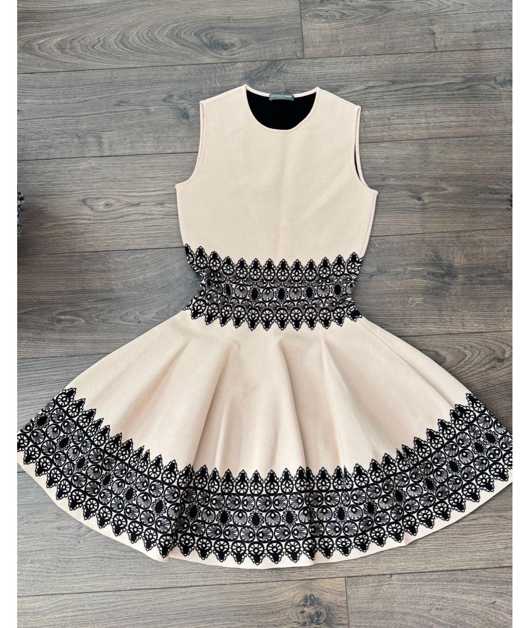 ALEXANDER MCQUEEN Бежевое вискозное коктейльное платье, фото 6