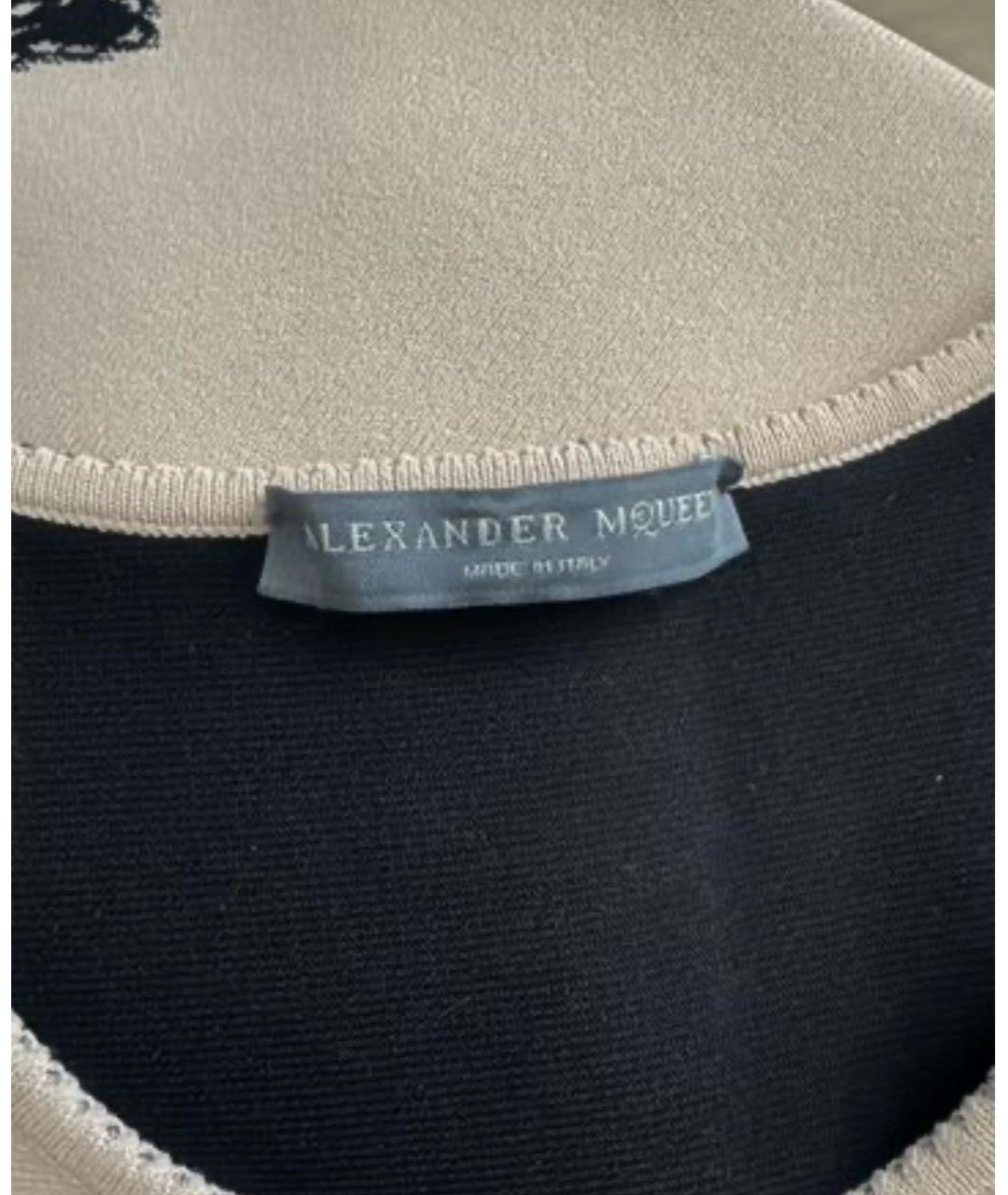 ALEXANDER MCQUEEN Бежевое вискозное коктейльное платье, фото 3