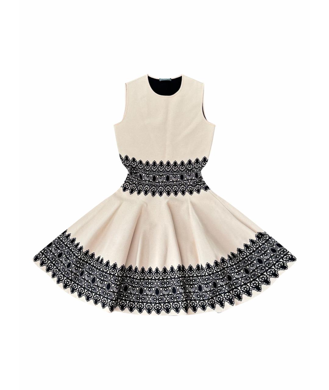 ALEXANDER MCQUEEN Бежевое вискозное коктейльное платье, фото 1