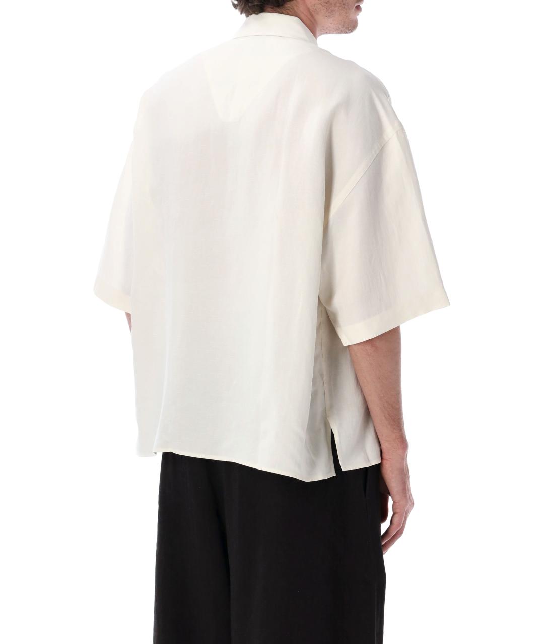 STUDIO NICHOLSON Бежевое вискозное поло с коротким рукавом, фото 2