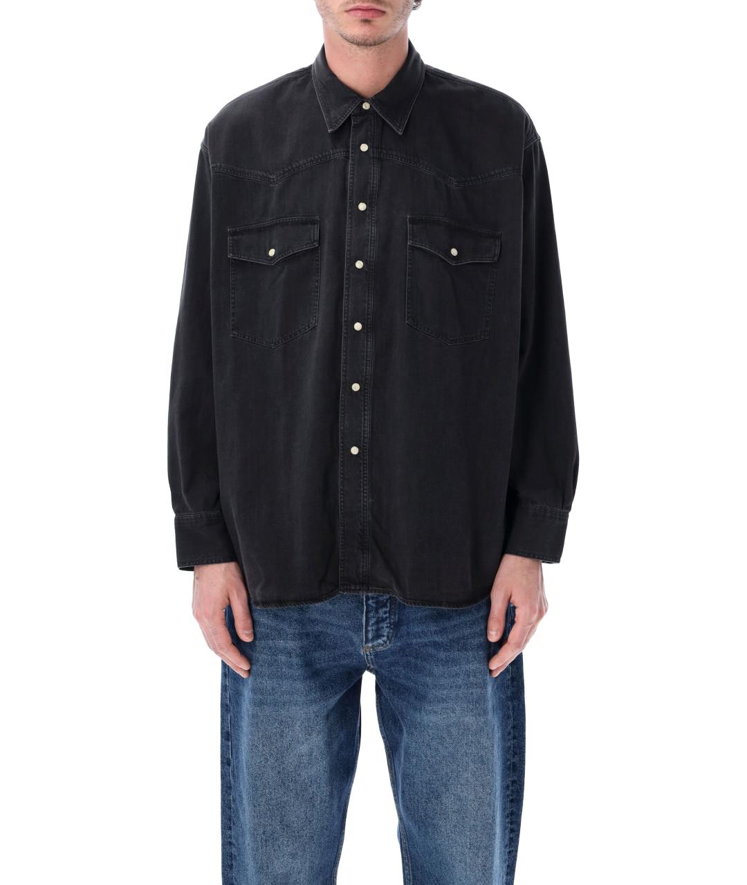 STUDIO NICHOLSON Черная хлопковая кэжуал рубашка, фото 1