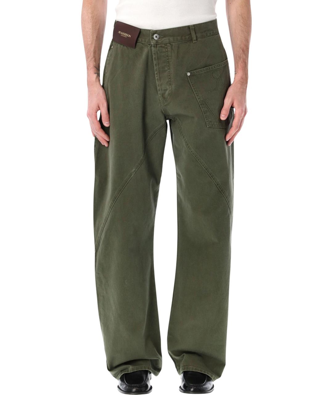 J.W.ANDERSON Хаки хлопковые прямые джинсы, фото 1