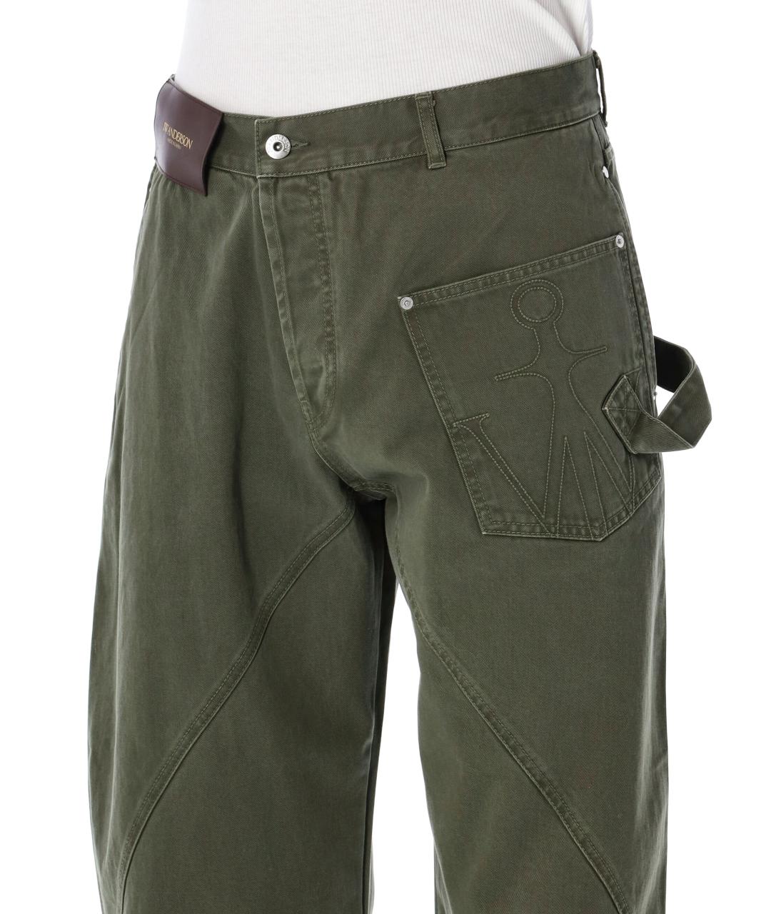 J.W.ANDERSON Хаки хлопковые прямые джинсы, фото 3