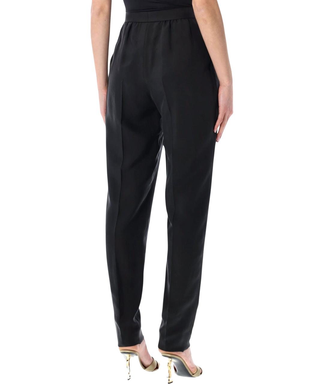 SAINT LAURENT Черные шелковые прямые брюки, фото 2