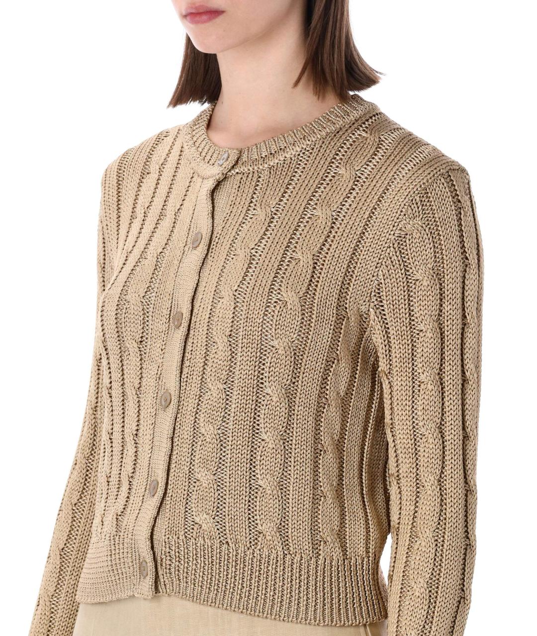 RALPH LAUREN Бежевый шелковый кардиган, фото 3