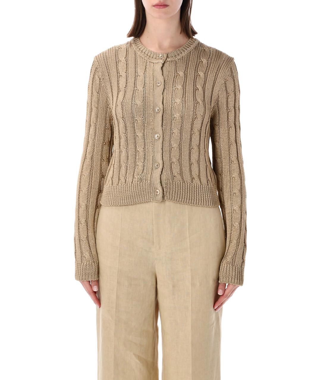 RALPH LAUREN Бежевый шелковый кардиган, фото 1