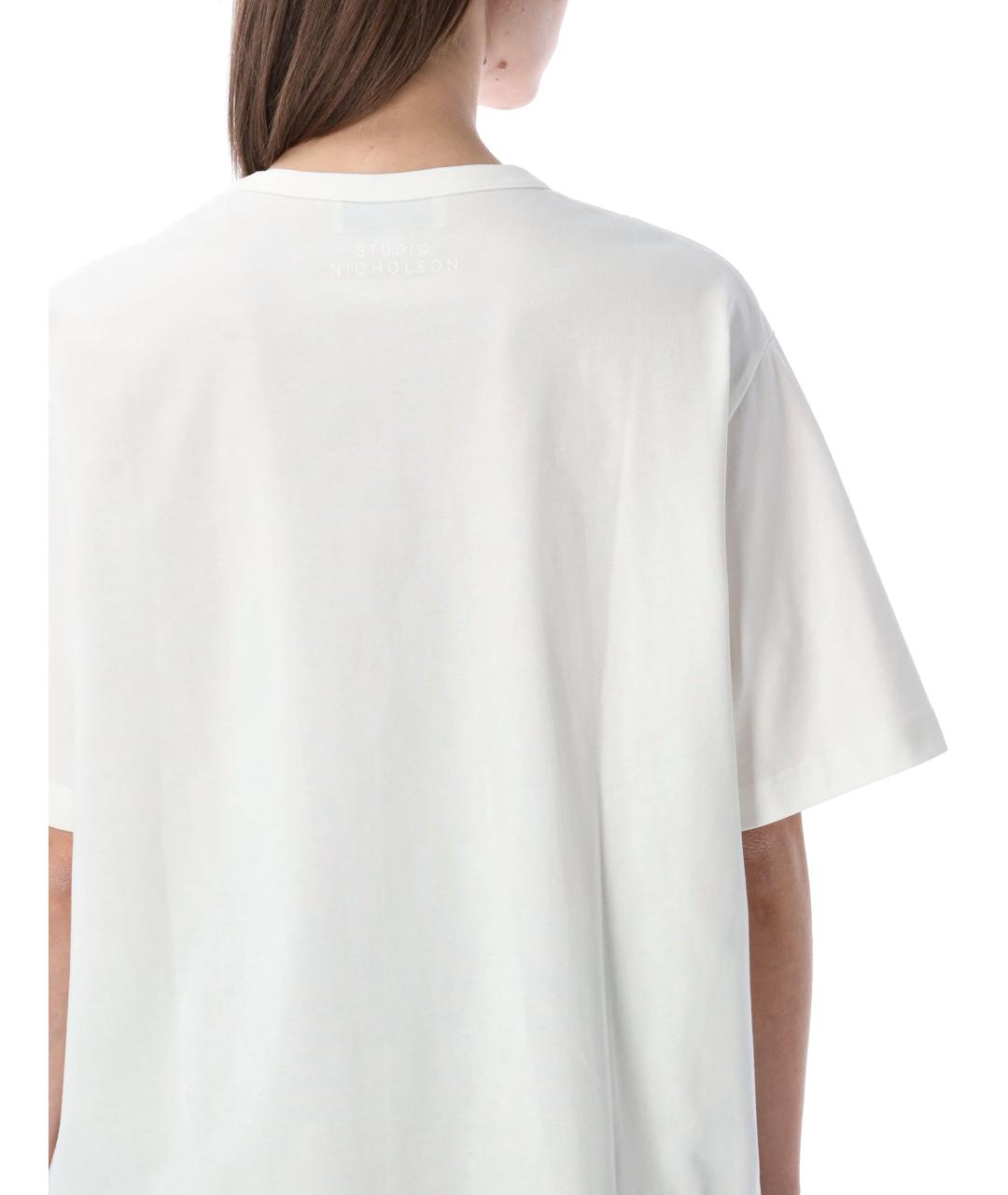 STUDIO NICHOLSON Белая хлопковая футболка, фото 3