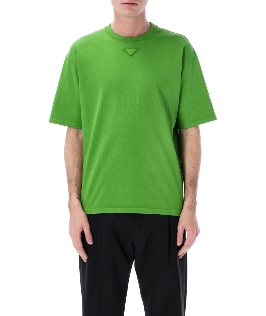 PRADA Зеленая хлопковая футболка, фото 1