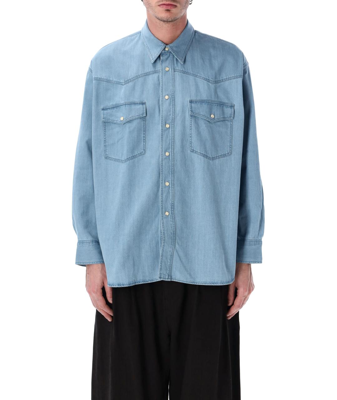 STUDIO NICHOLSON Голубая хлопковая кэжуал рубашка, фото 1