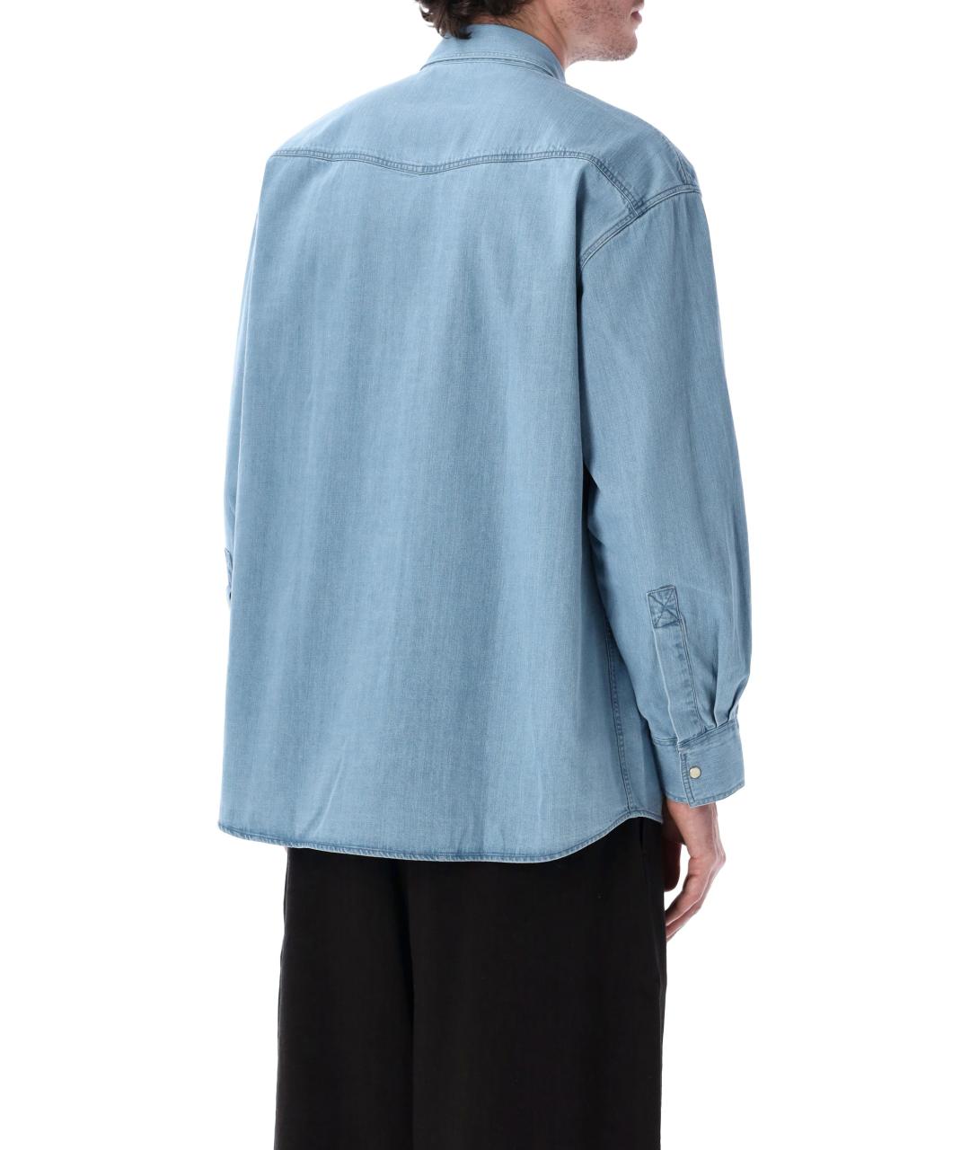 STUDIO NICHOLSON Голубая хлопковая кэжуал рубашка, фото 2