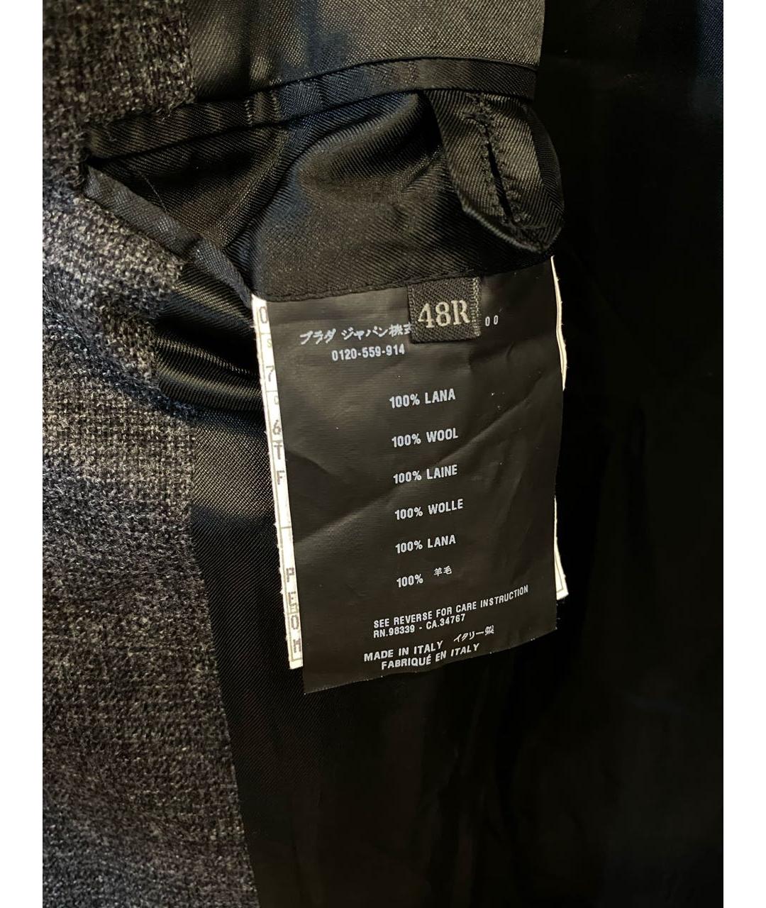PRADA Серый шерстяной пиджак, фото 5