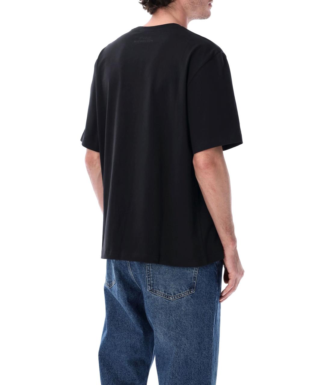 STUDIO NICHOLSON Черная хлопковая футболка, фото 2