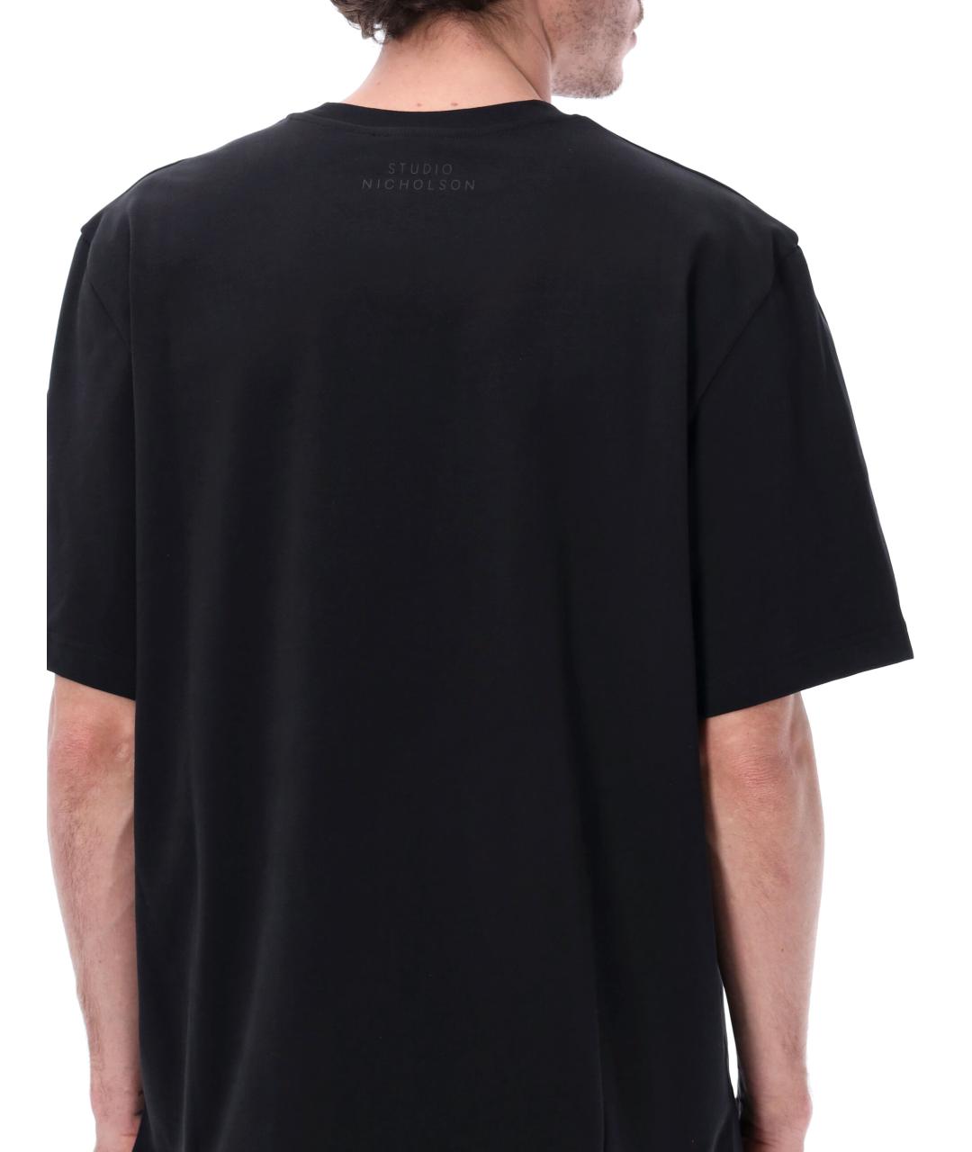 STUDIO NICHOLSON Черная хлопковая футболка, фото 3