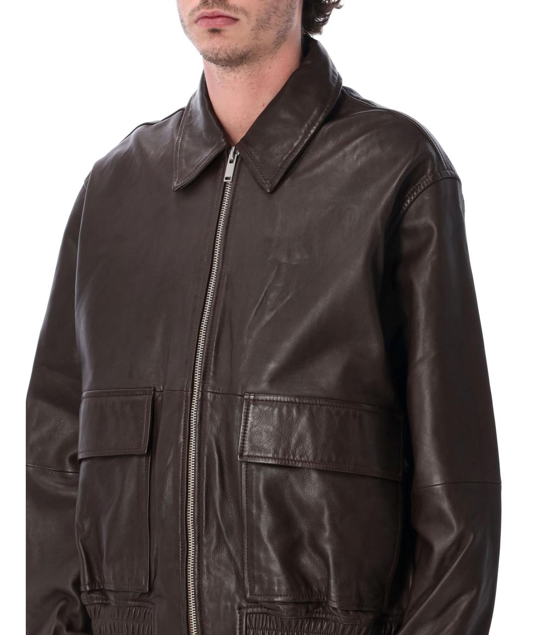 STUDIO NICHOLSON Коричневая кожаная куртка, фото 3