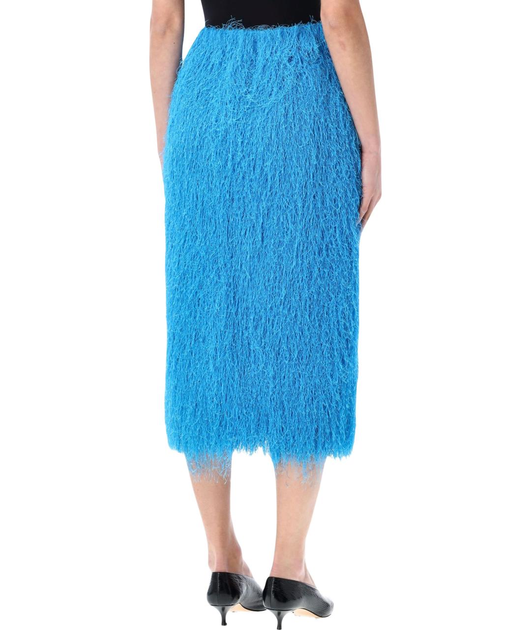 DRIES VAN NOTEN Синяя полиэстеровая юбка миди, фото 2