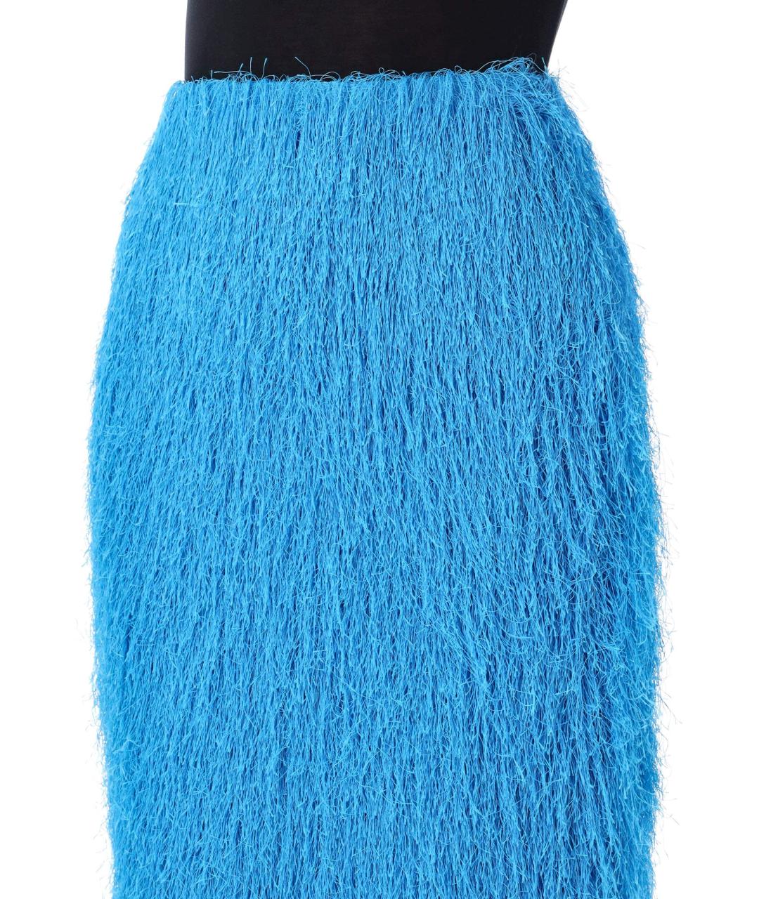 DRIES VAN NOTEN Синяя полиэстеровая юбка миди, фото 3