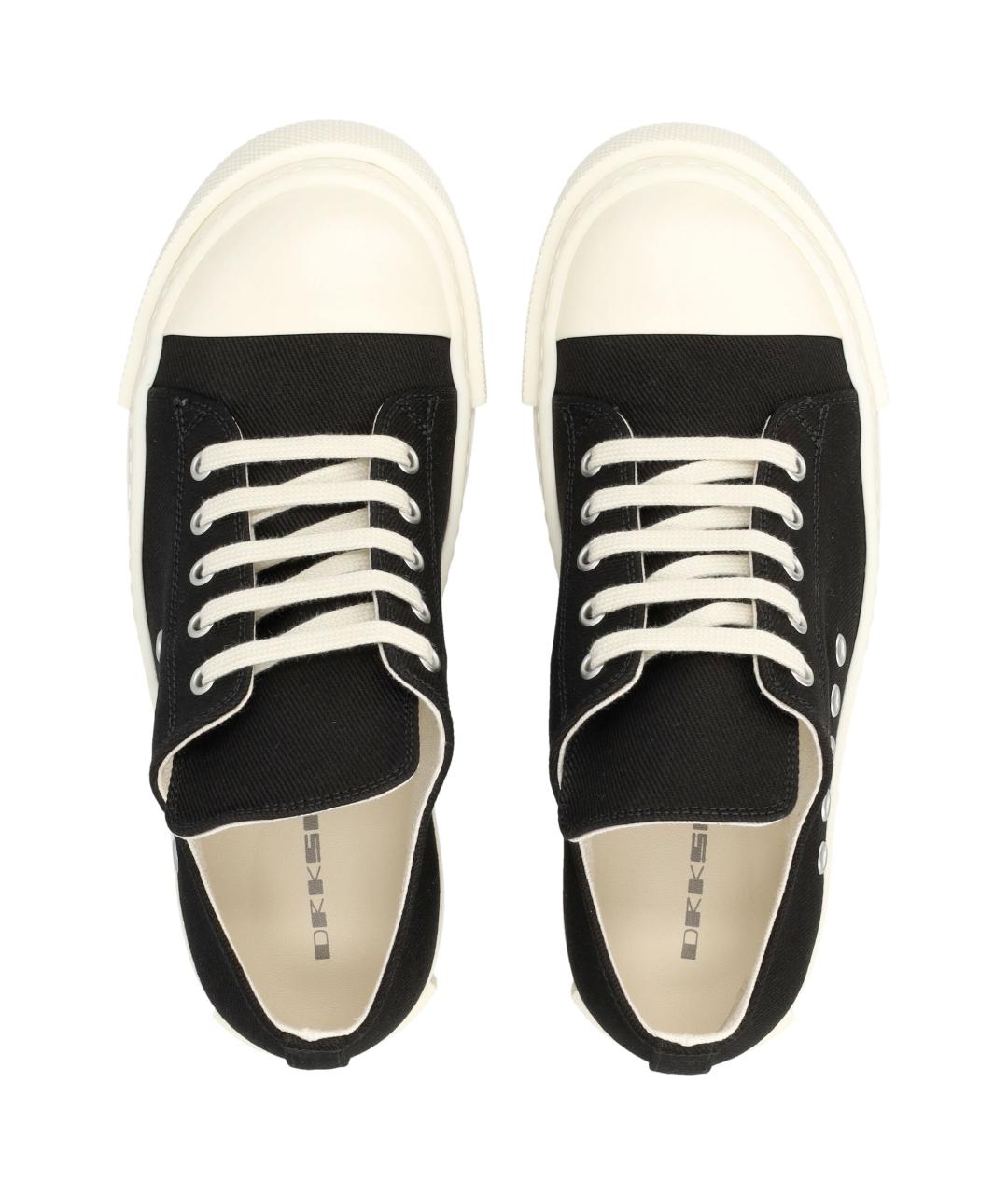 RICK OWENS DRKSHDW Черные текстильные низкие кроссовки / кеды, фото 2
