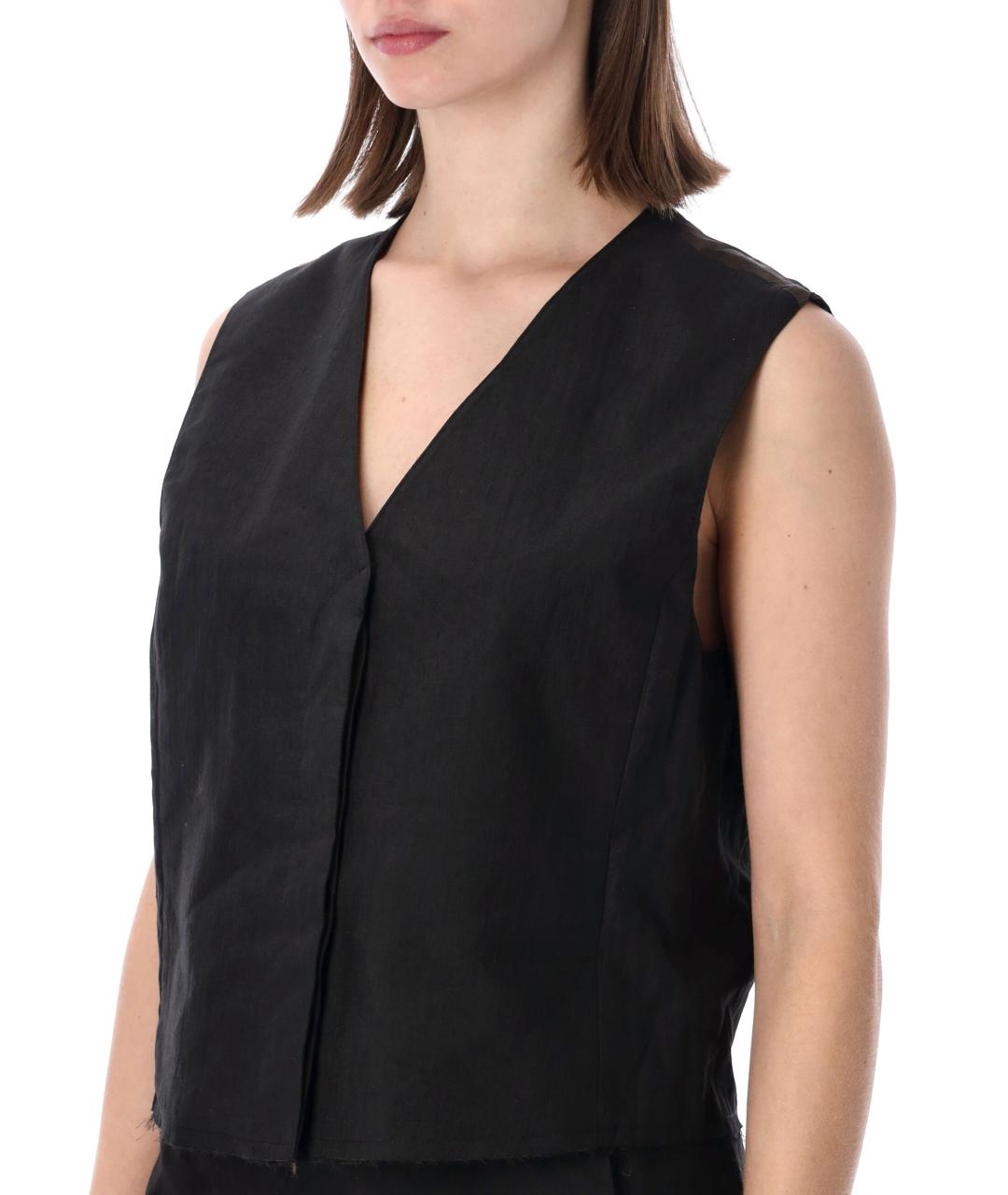 OUR LEGACY Черный льняной жилет, фото 3