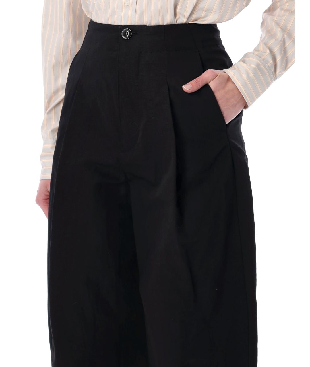 SOEUR Черные хлопковые прямые брюки, фото 3