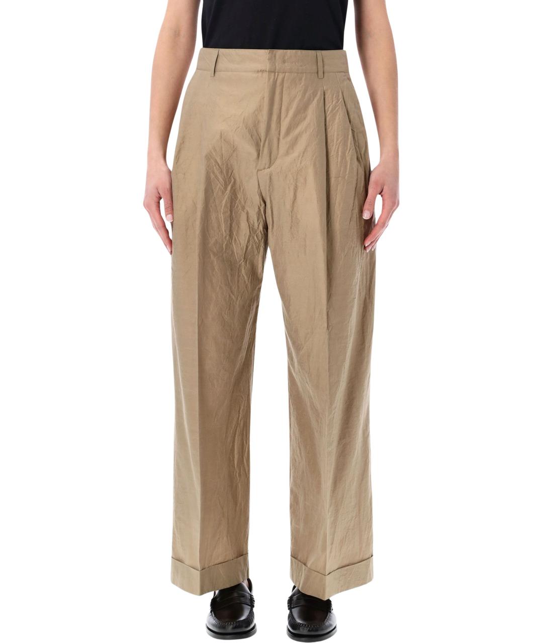 SOEUR Бежевые хлопковые прямые брюки, фото 1