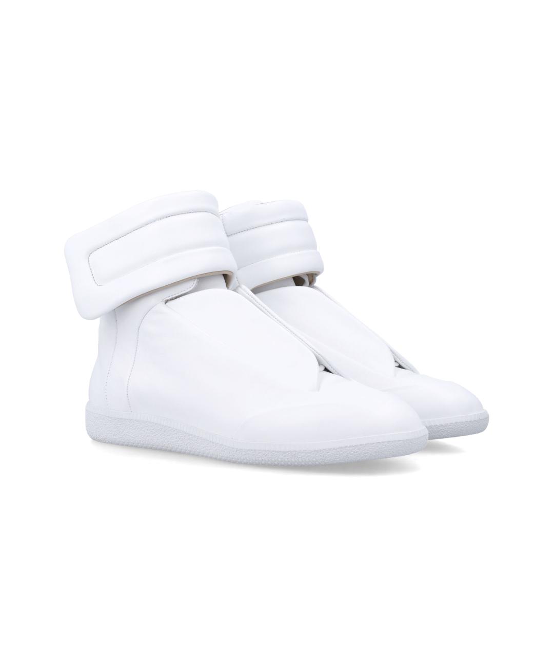 MAISON MARGIELA Белые кожаные высокие кроссовки / кеды, фото 3