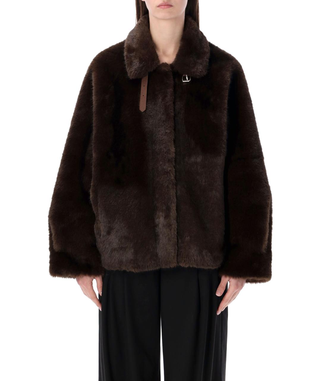 THE FRANKIE SHOP Коричневая полиэстеровая шуба, фото 1
