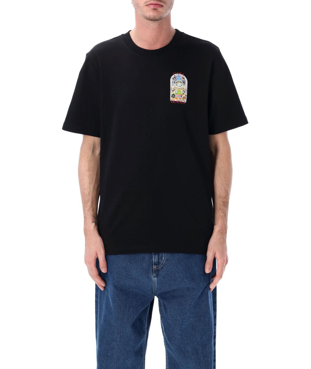 CASABLANCA Черная хлопковая футболка, фото 1