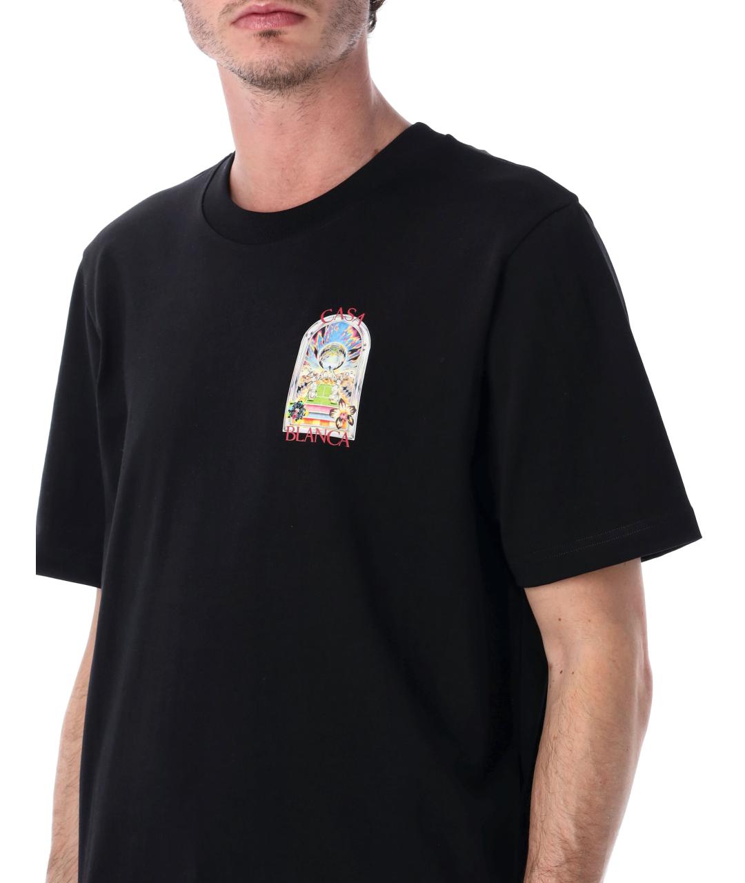 CASABLANCA Черная хлопковая футболка, фото 3