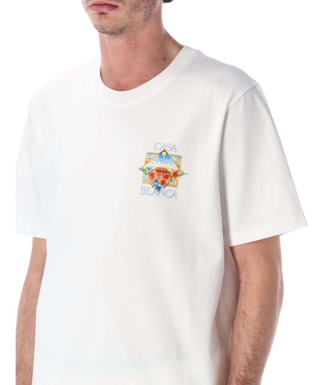 CASABLANCA Белая хлопковая футболка, фото 3