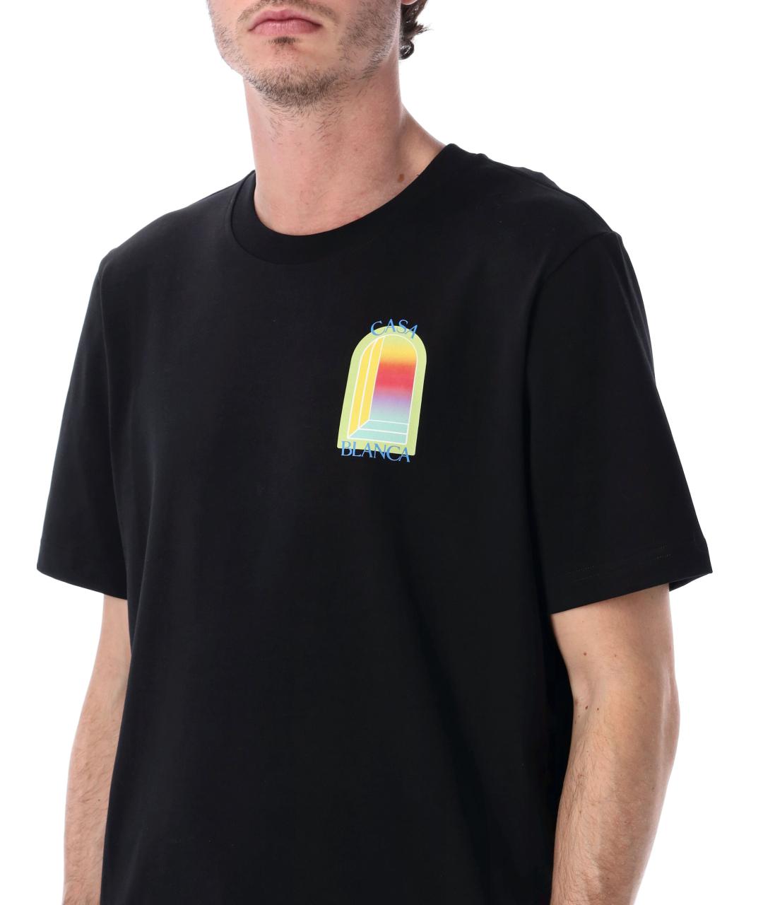 CASABLANCA Черная хлопковая футболка, фото 3