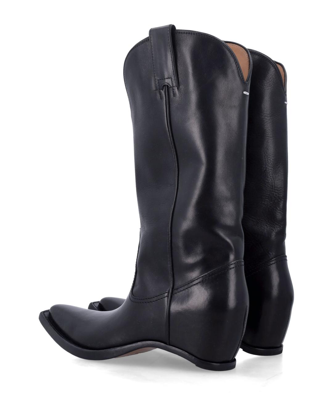 MAISON MARGIELA Черные кожаные ботинки, фото 3