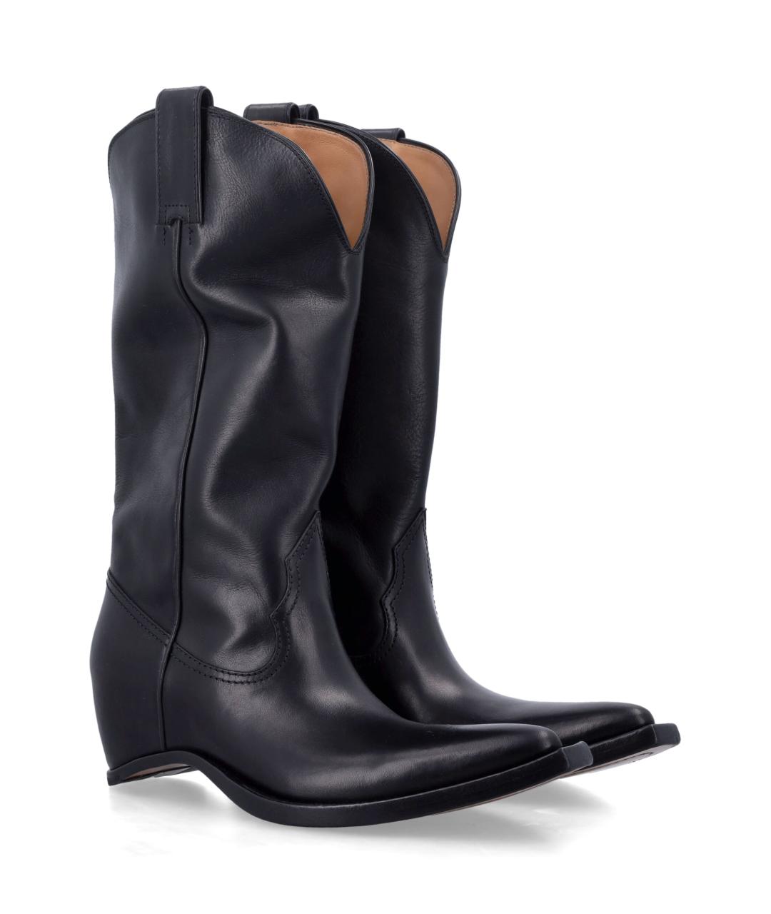 MAISON MARGIELA Черные кожаные ботинки, фото 2