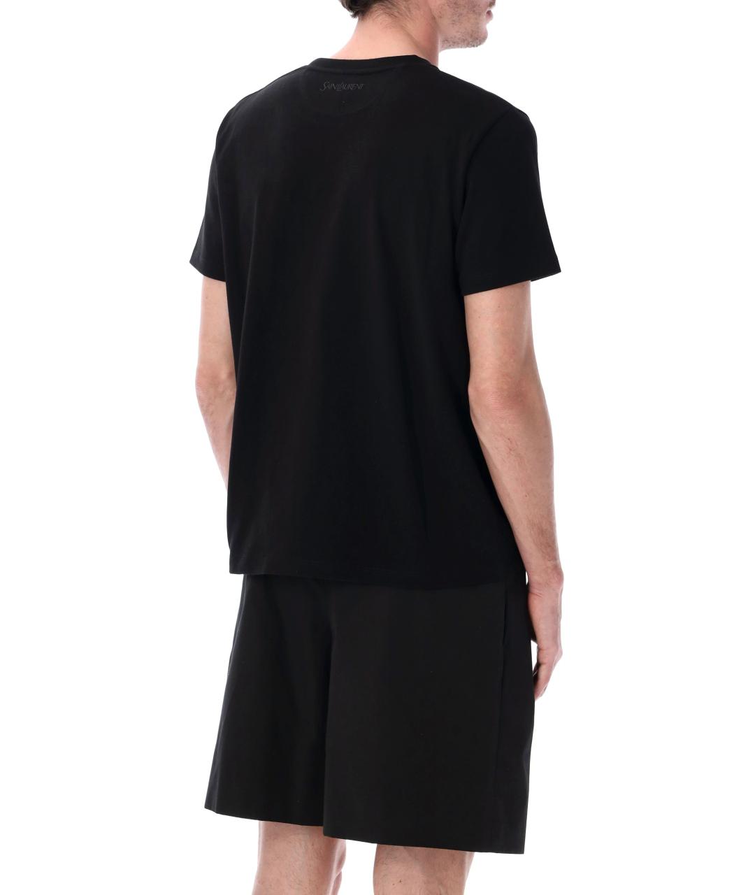SAINT LAURENT Черная хлопковая футболка, фото 2