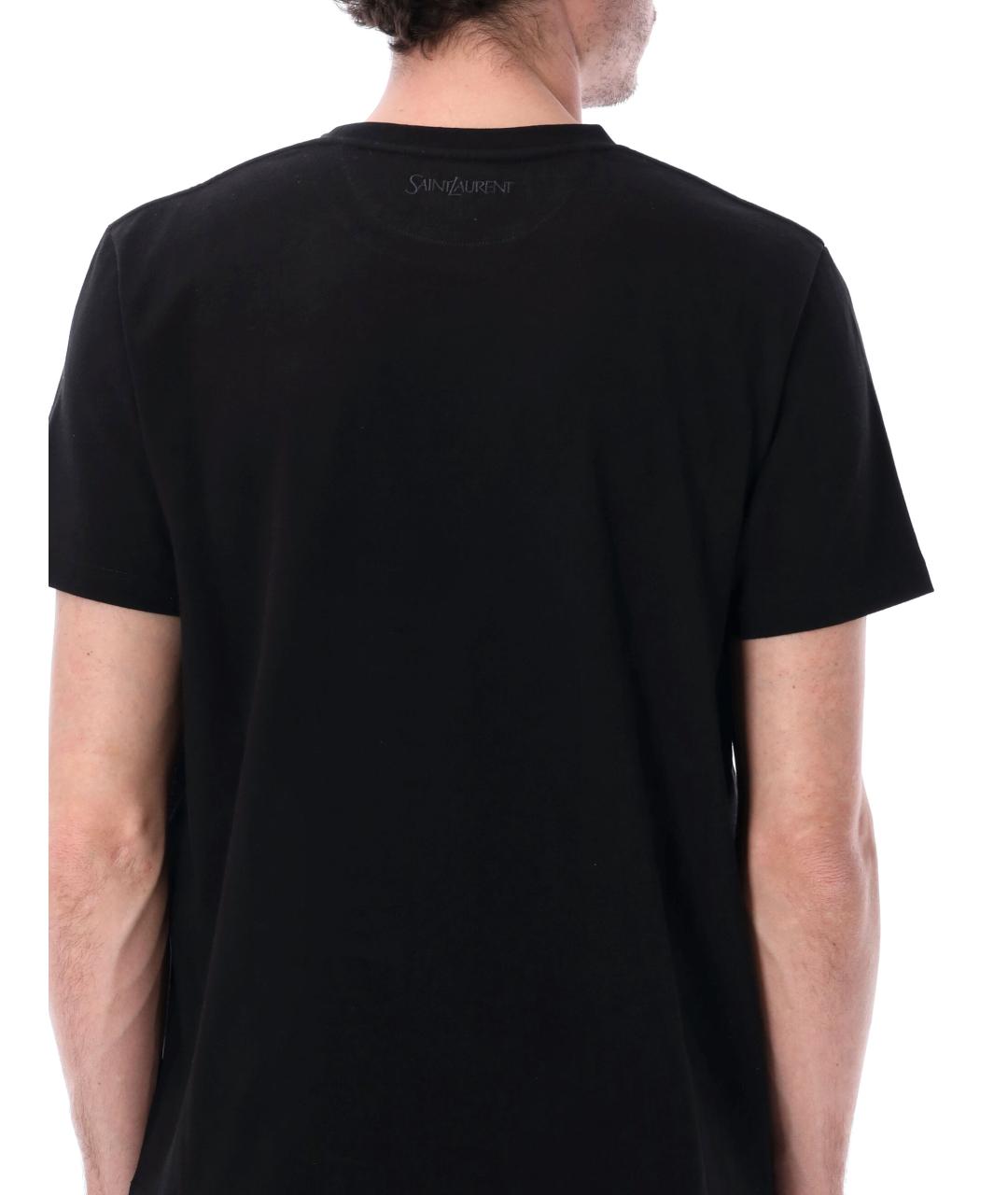 SAINT LAURENT Черная хлопковая футболка, фото 3