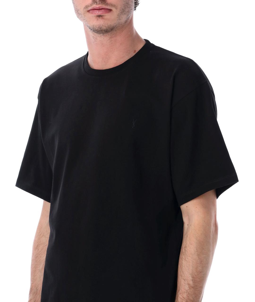 SAINT LAURENT Черная хлопковая футболка, фото 3