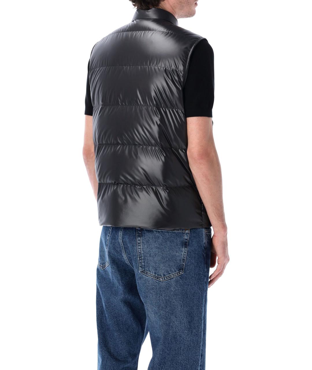 MONCLER Черный полиэстеровый жилет, фото 2
