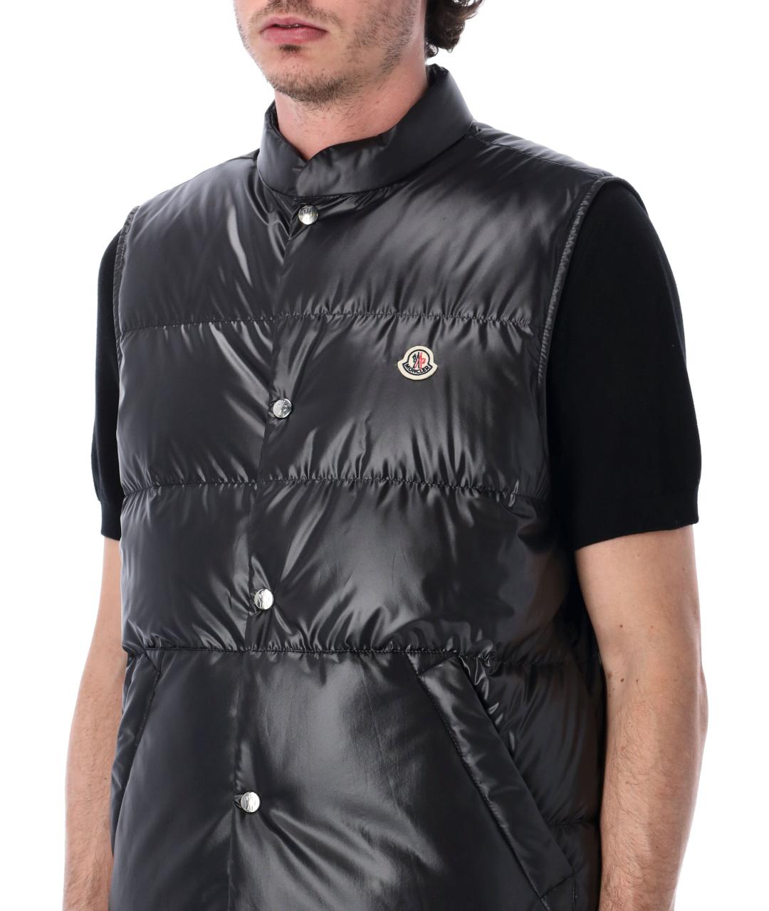 MONCLER Черный полиэстеровый жилет, фото 3