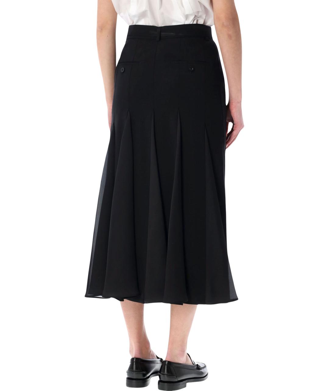 SACAI Черная шерстяная юбка миди, фото 2