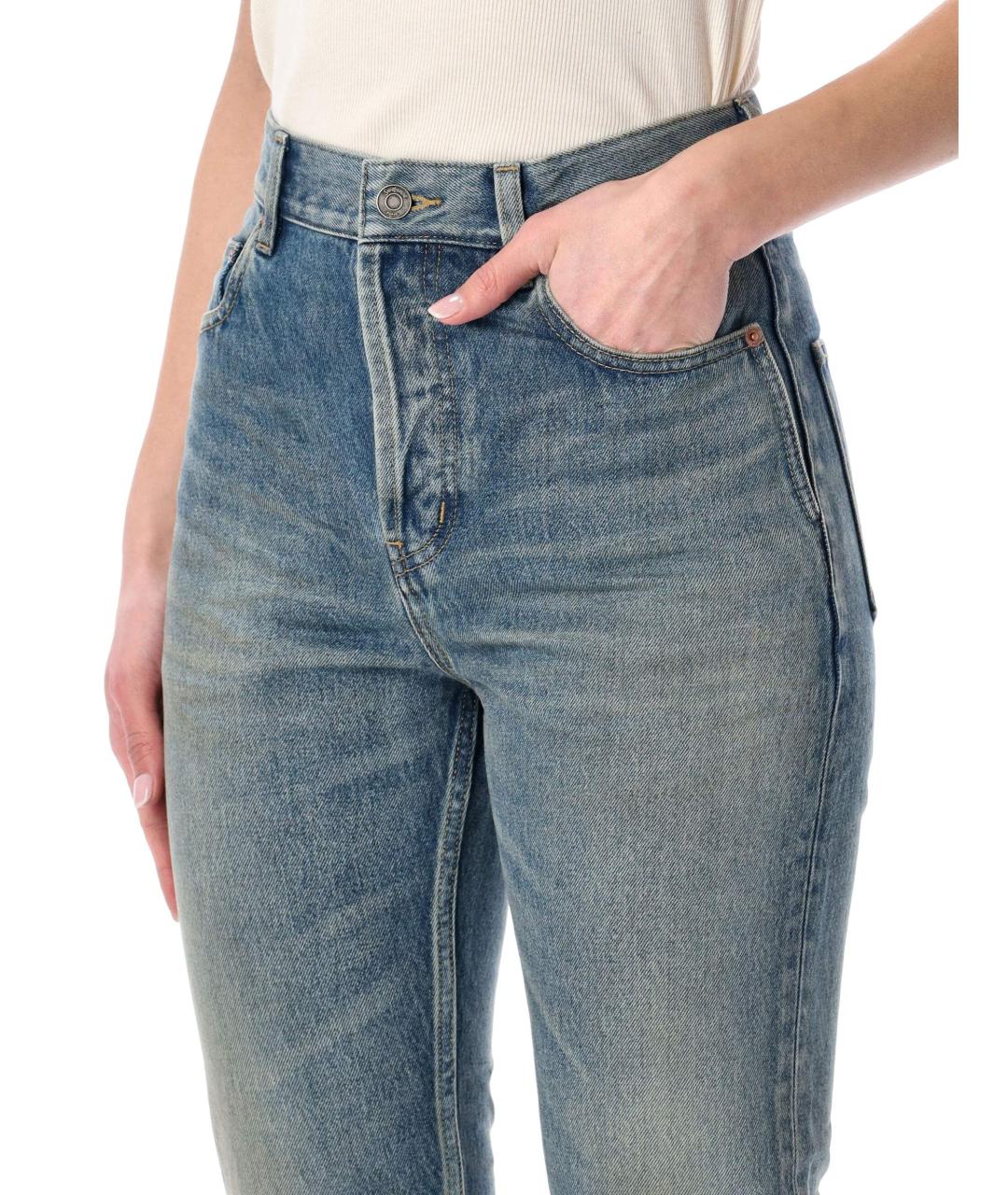 SAINT LAURENT Синие хлопковые прямые джинсы, фото 3