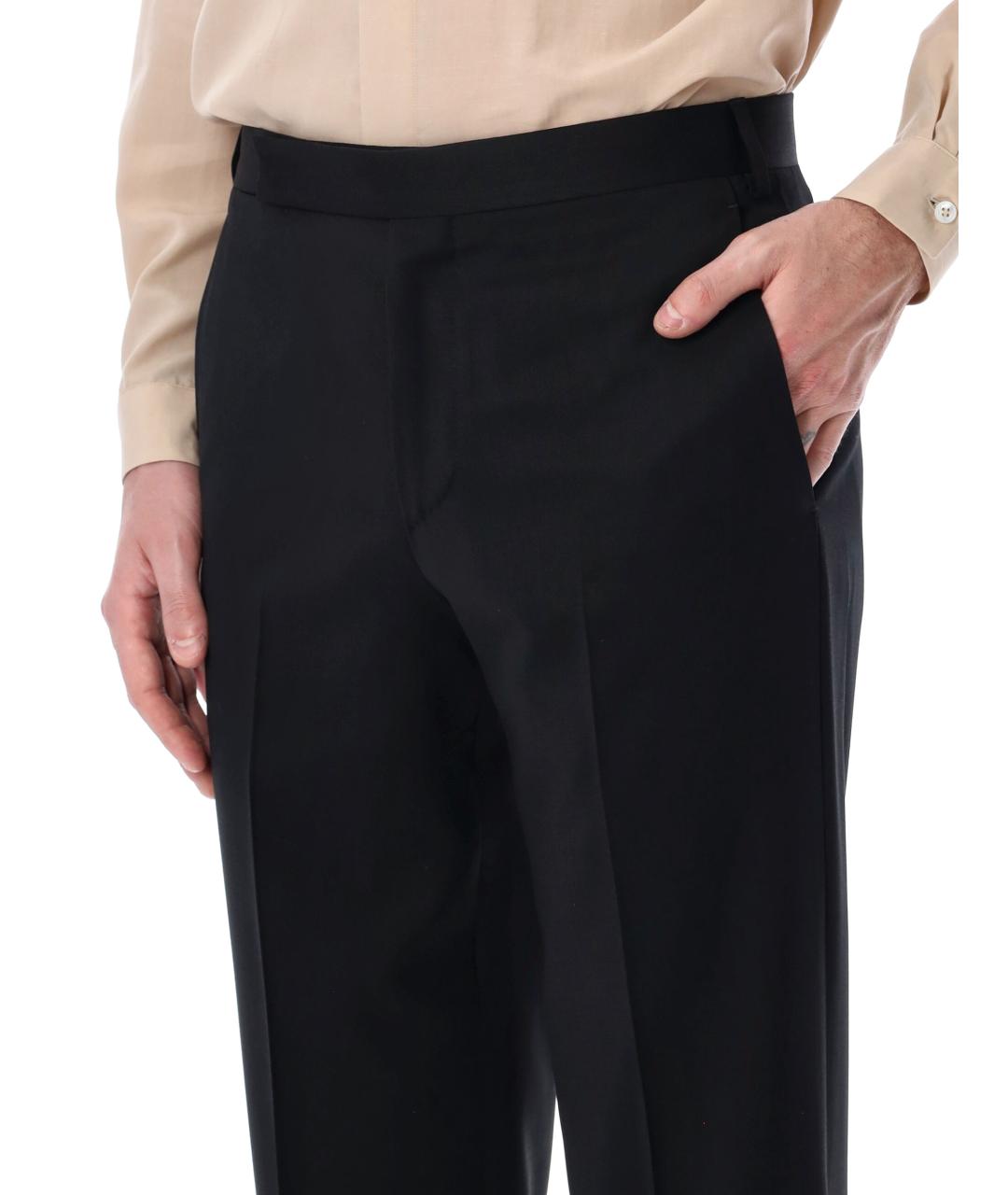 LARDINI Черные шерстяные повседневные брюки, фото 3