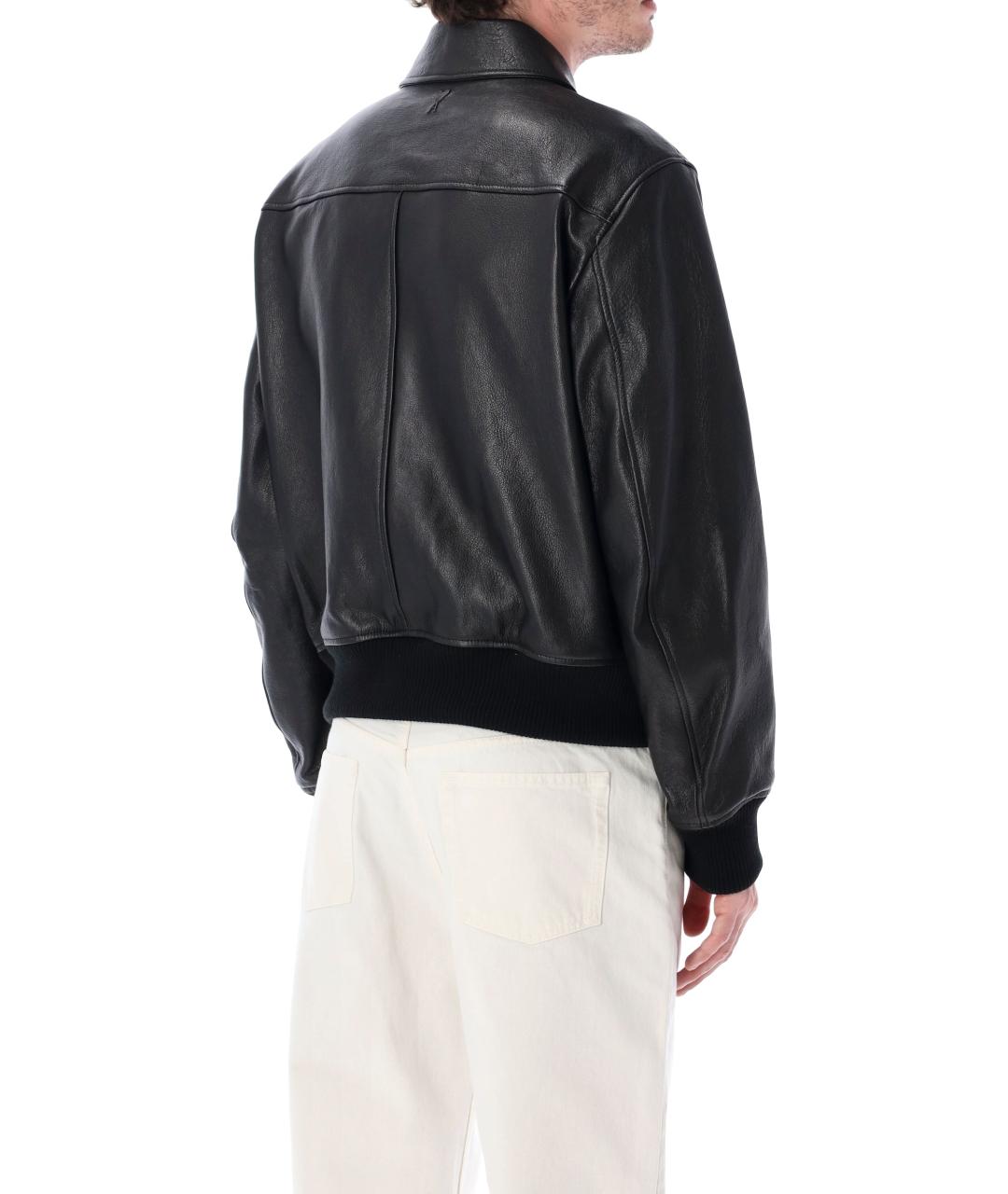 Ami Paris Черная кожаная куртка, фото 2