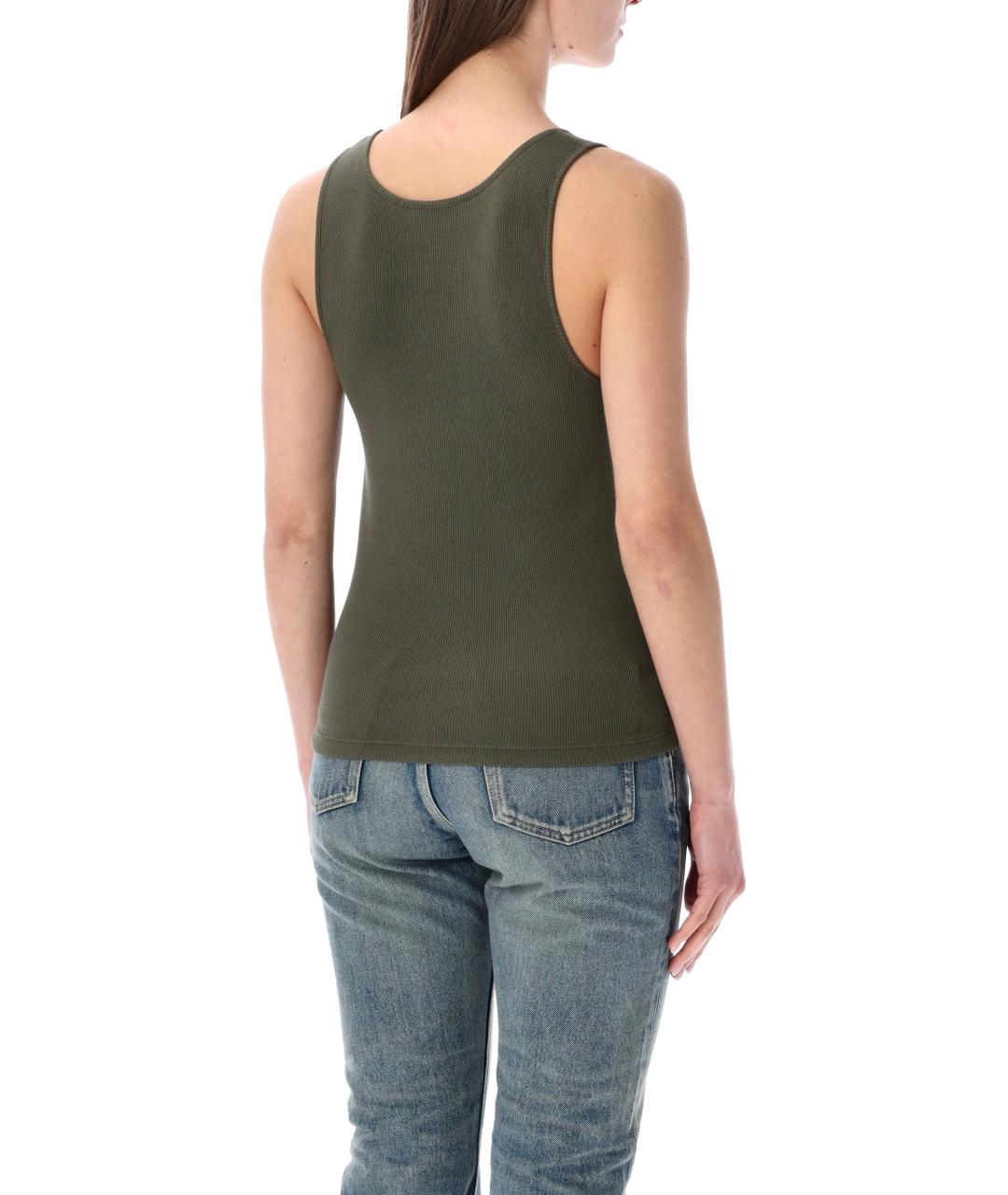 SAINT LAURENT Хаки хлопковая майка, фото 2