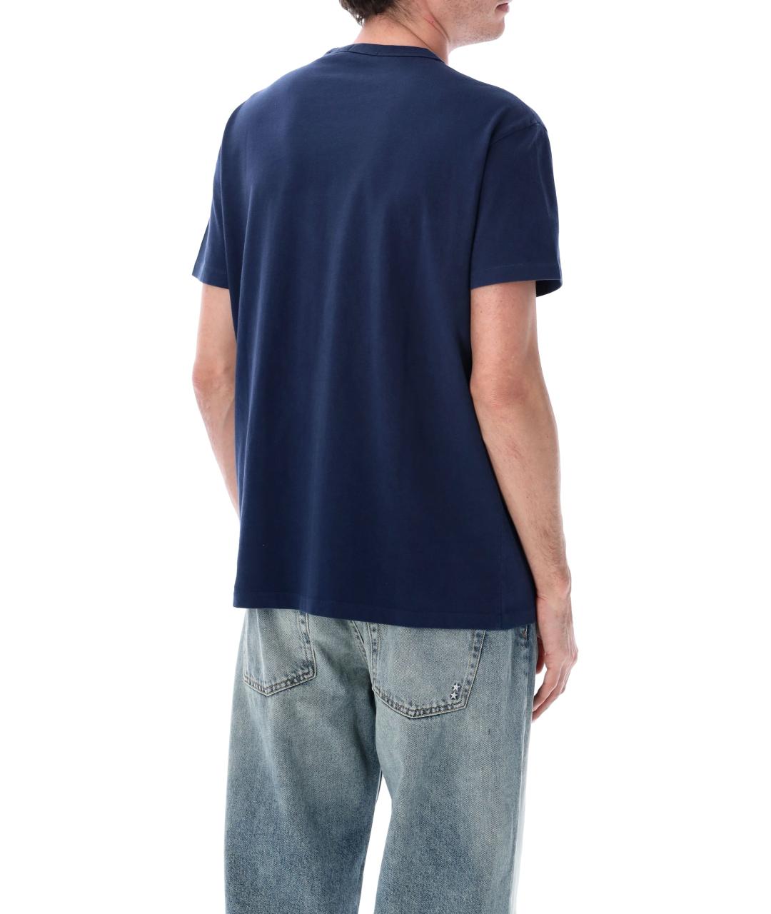 POLO RALPH LAUREN Темно-синяя хлопковая футболка, фото 3