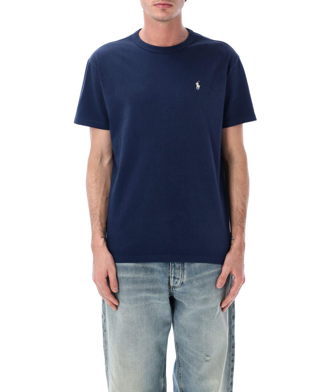 POLO RALPH LAUREN Темно-синяя хлопковая футболка, фото 1