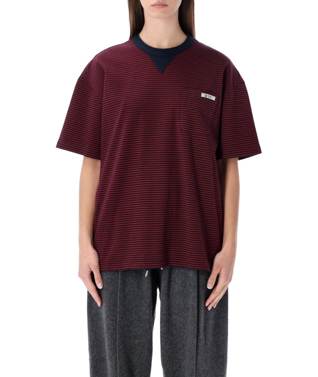 PRADA Бордовая хлопковая футболка, фото 1