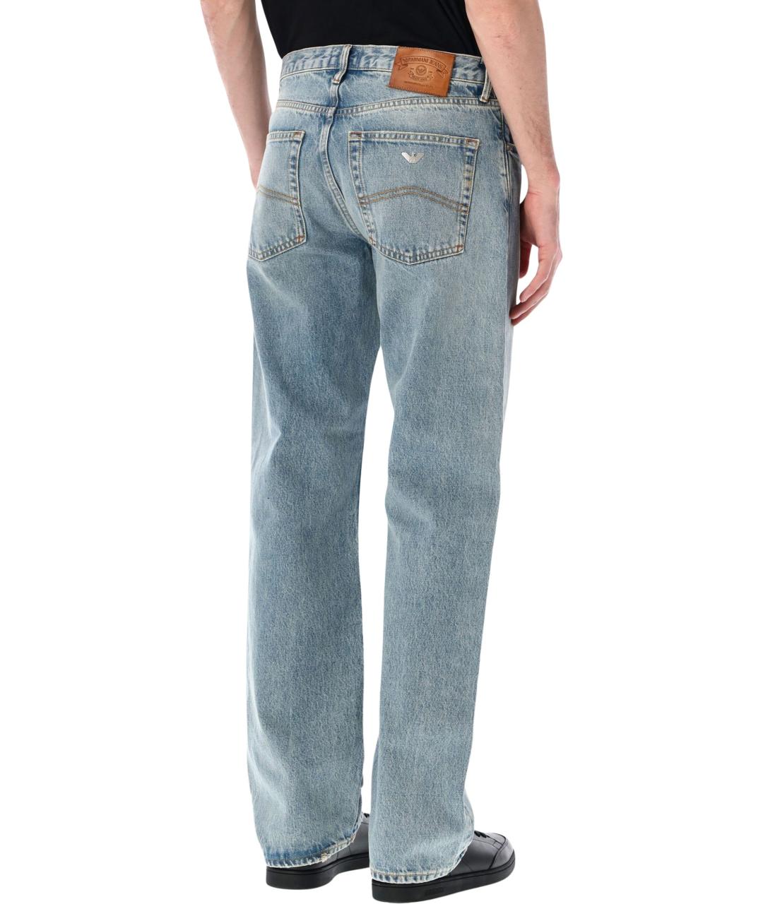 EMPORIO ARMANI Синие хлопковые прямые джинсы, фото 2